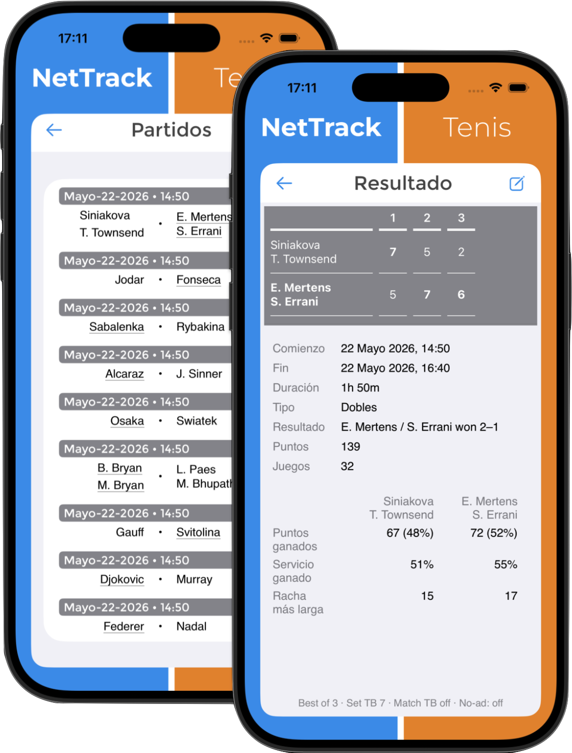 Vistas de Registro de Partidos y Resultado en iOS